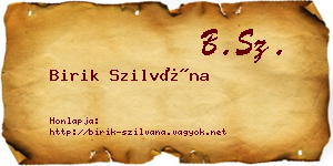 Birik Szilvána névjegykártya